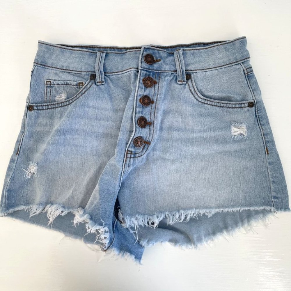 Rewash Ripped faded blue jean shorts